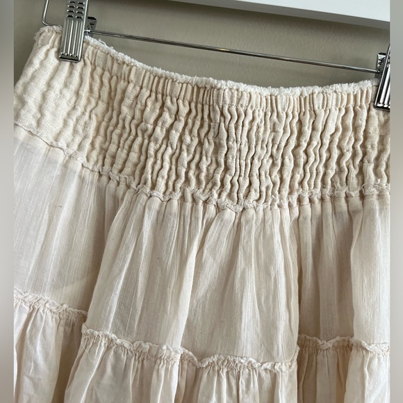 Vintage Free People Ramie cotton boho Flowy cream beige skirt Medium - Picture 7 of 11